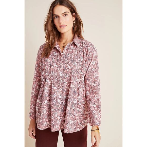 Anthropologie Tops - Anthropologie Pilcro The Sasha Smocked Boyfriend Buttondown Small